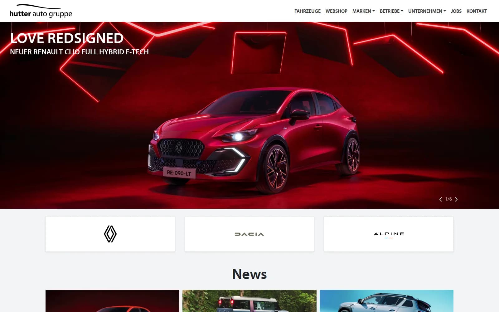 Hutter Auto Website – Screenshot