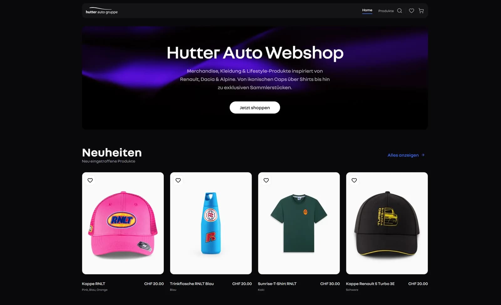 Screenshot: Hutter Auto Webshop