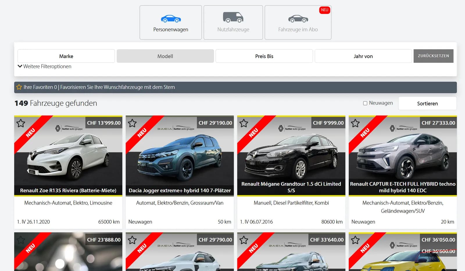 Screenshot: Hutter Auto Website