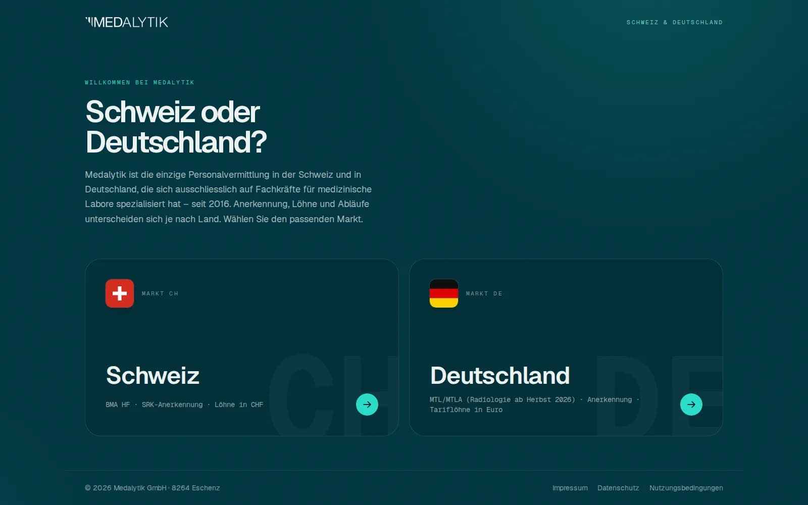 Medalytik – Personalvermittlung – Screenshot